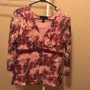 Beautiful floral top with lace sleeves